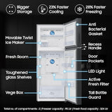 Samsung 419 L, 3 Star, Frost Free Double Door Refrigerator (RT45DG6A4DB1HL, Black Matte)