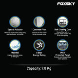 Foxsky 7.0 kg 5 Star Semi-Automatic Top Loading Washing Machine Appliance (2024 Model, Powerful Motor, Effective Wash Pulsator, 1370 RPM & Castors)(Aqua Wash 7.0KG)