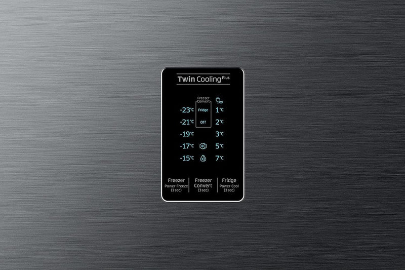 Samsung 301 L, 3 Star, Convertible 5-in-1 Digital Inverter with Display Frost Free Double Door Refrigerator (RT34C4523B1/HL, Black Matt, 2024 Model)