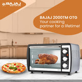 Bajaj 2000TM 20Ltr Oven Toaster Griller (20L OTG) 1400 Watts Oven For Kitchen Grilling, Baking, Toasting & Rotisserie,Transparent Glass Door,Temperature & Timer Control ,Black