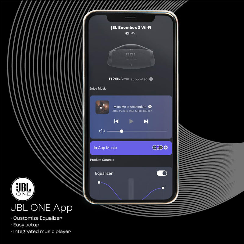 JBL Boombox 3 Wi-Fi, Wireless Portable Bluetooth Speaker, 24H Playtime, Deepest Bass, Built-in Powerbank, Wi-Fi with AirPlay, Alexa Multi-Room, Chromecast Built-in