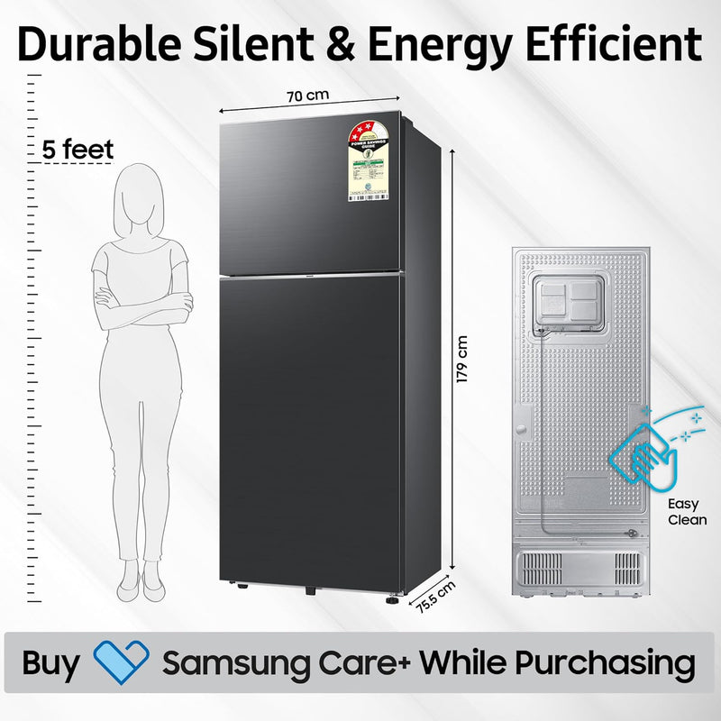 Samsung 419 L, 3 Star, Frost Free Double Door Refrigerator (RT45DG6A4DB1HL, Black Matte)