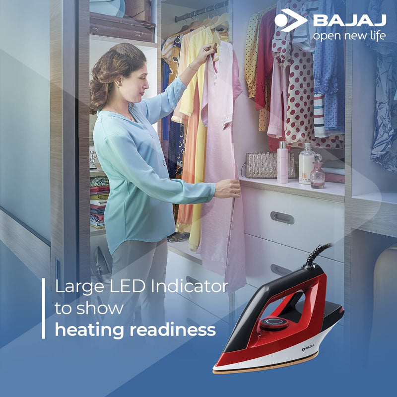 Bajaj Splendora Dry Iron Red Black 1100W (Steam Iron)