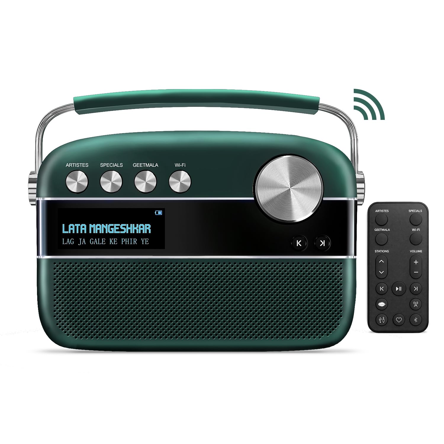 Saregama Carvaan 2.0 Hindi Portable Music Player 5000 Pre-Loaded Songs with Podcast, FM/BT/AUX (Emerald Green)