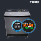 Foxsky 7.0 kg 5 Star Semi-Automatic Top Loading Washing Machine Appliance (2024 Model, Powerful Motor, Effective Wash Pulsator, 1370 RPM & Castors)(Aqua Wash 7.0KG)