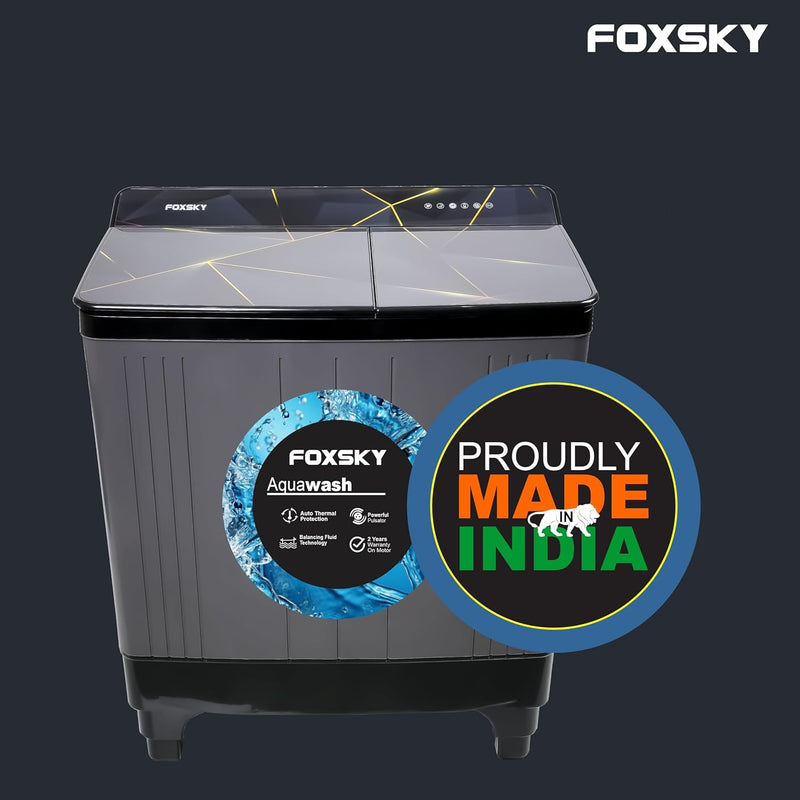 Foxsky 7.0 kg 5 Star Semi-Automatic Top Loading Washing Machine Appliance (2024 Model, Powerful Motor, Effective Wash Pulsator, 1370 RPM & Castors)(Aqua Wash 7.0KG)