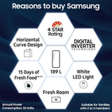 Samsung 189 L, 4 Star, Digital Inverter, Direct-Cool Single Door Refrigerator (RR21H2G24S8/HL, Silver, Elegant Inox, Single Touch Defrost, )