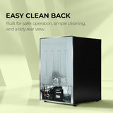 Haier 100 L 2 Star Direct Cool Single Door Mini Bar Refrigerator with Chiller Freezer Box, LED Light for Clear View, Lock & Key and Easy Clean Back (HRD-1252KSA, Black Steel, )