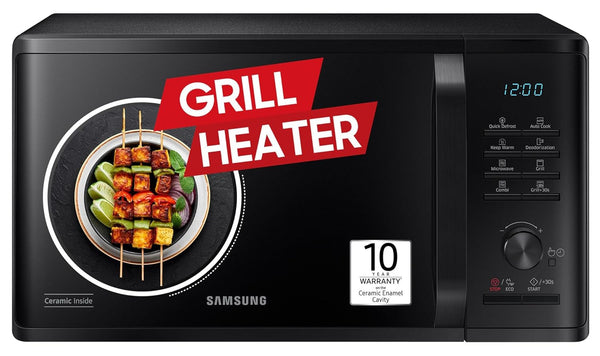 Samsung 23 L Grill Microwave Oven (MG23A3515AK/TL, Black, Various Auto Cook Programs, Keep Warm, Quick Defrost, LED Display, Ceramic Enamel Cavity, Wire Rack)