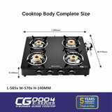 UCOOK JUNTO Z Series 4 Burners Glass Top Glass Manual Gas Stove (4 Burners)