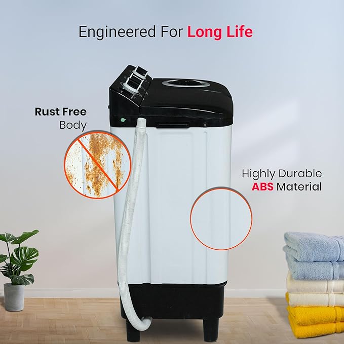 Power Guard 6.5 kg 5 Star Semi-Automatic Top Loading Washing Machine Appliance (PG65WM-Bk-OP, Black, Powerful Motor,Effective Wash Pulsator,1350 RPM & Castors)