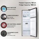 LG 246 L 3 Star Smart Inverter Frost-Free Double Door Refrigerator (, GL-S262SESX, Ebony Sheen, Convertible)