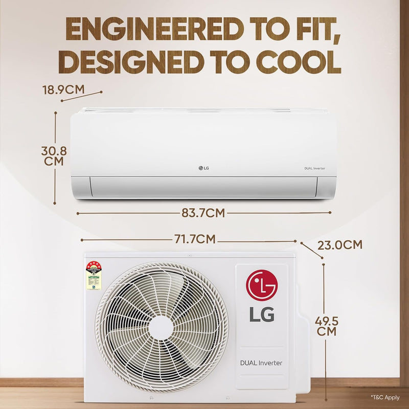 LG 1 Ton 5 Star DUAL Inverter Split AC ( US-Q14YNZE, White)