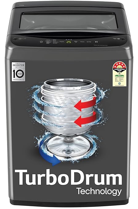 LG 8 Kg 5 Star Smart Inverter Technology Fully Automatic Top Load Washing Machine (2025 Model, T80VBMB4Z, Turbodrum, Auto Prewash, Stainless Steel drum, LED Display,