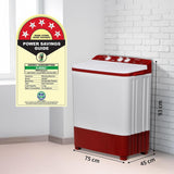 SHARP 7 kg, 5 star with E-Spin Pulsator,Semi-Automatic Top Loading Washing Machine, 1300 RPM (ES-SD70NB-FR, Ruby Red, Pure Wave)