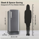 LG 185 L, 5 Star, Smart Inverter, Direct Cool Single Door Refrigerator (GLD1956ZAPZ, Shiny Steel, Base stand with Drawer, Fit Max Chiller Tray & Fast Ice Making)