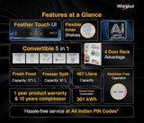 Whirlpool 467L 2star IntelliFresh Convertible Inverter Frost Free Double Door Refrigerator (IF INV CNV 515 ALPHA STEEL-Z, 2s)