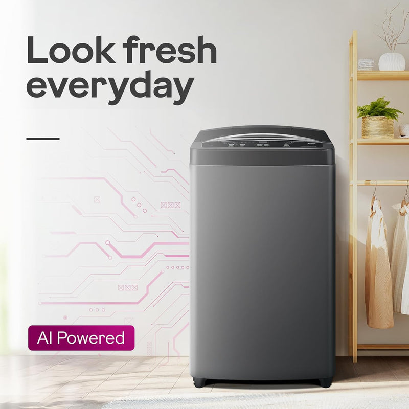 Godrej Smart Choice 7 Kg 5 Star, AI Tech, Fabrisafe Steel Drum, Magic Lint Filter, Fills Tub At ~0 Water Pressure, Fully-Automatic Top Load Washing Machine (WTEON ALP 70 5.0 FDUN GPGR, Graphite Grey)