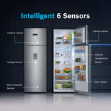 Bosch 368L, 1 Star, Frost Free Double Door Refrigerator with 2.5 L Water Dispenser | 6-in-1 Convertible Storage Modes | Fresh up to 10 Days | Touch Panel | 2 Cooling System (CTC39S21AI, Steel, 2026)