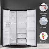 LG 655 L Frost Free Side by Side Refrigerator with Smart Inverter Compressor, Express Freeze & Multi Air-Flow (Dazzle Steel, GL-B257HDSY)