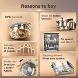 Bosch 13 Place Setting (fits up to 70 utensils) Free-Standing Dishwasher for Indian Utensils | Hygiene+ & Intensive Kadhai Program (SMS66GB01I, White, Inbuilt Heater, Removes 99.9% Germs)