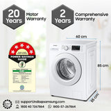 Samsung 7 kg, 5 Star, Digital Inverter Motor, Fully-Automatic Front Load Washing Machine (WW70T4020EE1TL, Hygiene Steam, White, Awarded as Washing Machine Brand of the year)