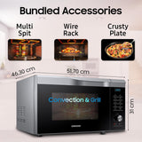 Samsung 28L Multi Spit, Convection Microwave Oven (MC28A6035QS/TL, Silver, Various Cooking Modes, Eco Mode, Hotblast, Crusty Plate, Wire Rack, Slim Fry, Ceramic Enamel Cavity)