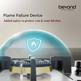 Beyond Appliances Dorado 3 Burner Smart Glass Hobtop Gas Stove | Auto Ignition | Digital Timer | Flame Failure Device | Toughened Glass | LPG & PNG Compatible