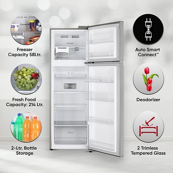 LG 272 L Frost Free Double Door 3 Star Convertible Refrigerator with Inverter Compressor, Express Freeze & Multi Air Flow (Shiny Steel, GL-S312SPZX)