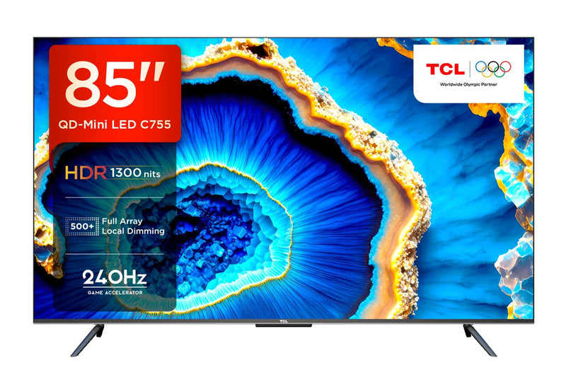 TCL 215 cm (85 inches) 4K Ultra HD Smart QD-Mini LED Google TV 85C755 (Black)
