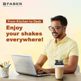 Faber Sportz 2-in-1 Nutrifit Nero Blender Mixer Grinder - 400W, 100% Copper Motor, Detachable SS Blade, 500ML & 300ML Jars, Wet & Dry Grinding, Smoothie Maker