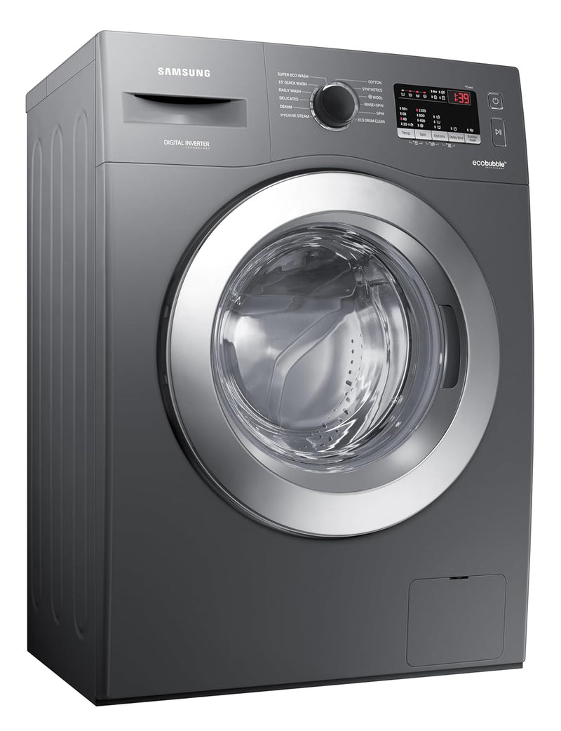 Samsung 7 kg, 5 star, EcoBubble Technology, Hygiene Steam with Inbuilt Heater, Digital Inverter, Fully-Automatic Front Load Washing Machine (WW70R22EK0X/TL, INOX GRAY)