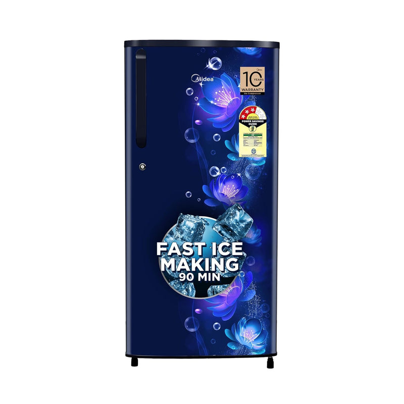 Midea 190L Direct Cool Refrigerator | 2 Star, Stylish Blue Flower