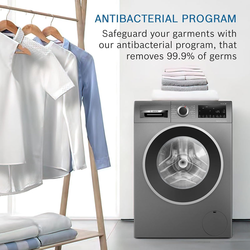 Bosch 10.5/6 KG Inverter Fully Automatic Front Load Washer Dryer (2025 Model, WNA2E4UCIN, 1400 RPM, 14 Wash Programs, LED touch display, Wash & Dry in 60 Mins, Cast Iron Grey)