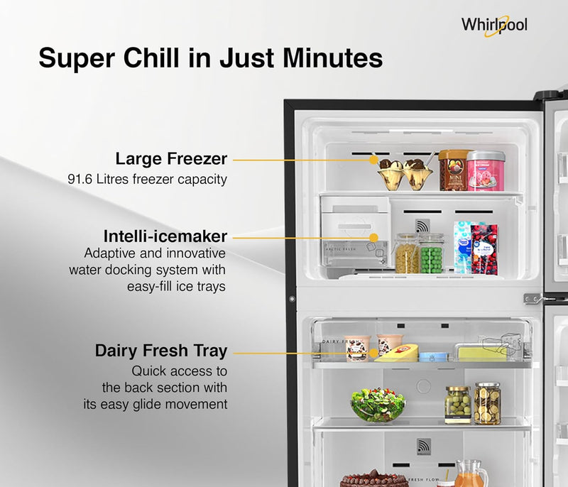 Whirlpool 411L 2 Star IntelliFresh Convertible Inverter Frost Free Double Door Refrigerator (IF INV CNV 455 Steel Onyx-Z, 2s)