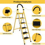 Asian Paints TruCare 6-Steps Trendy Steel Ladder, Foldable Ladder for Home & Office use, Durable, Wide, Anti-Skid, Lightweight & Easy to Carry, with 5