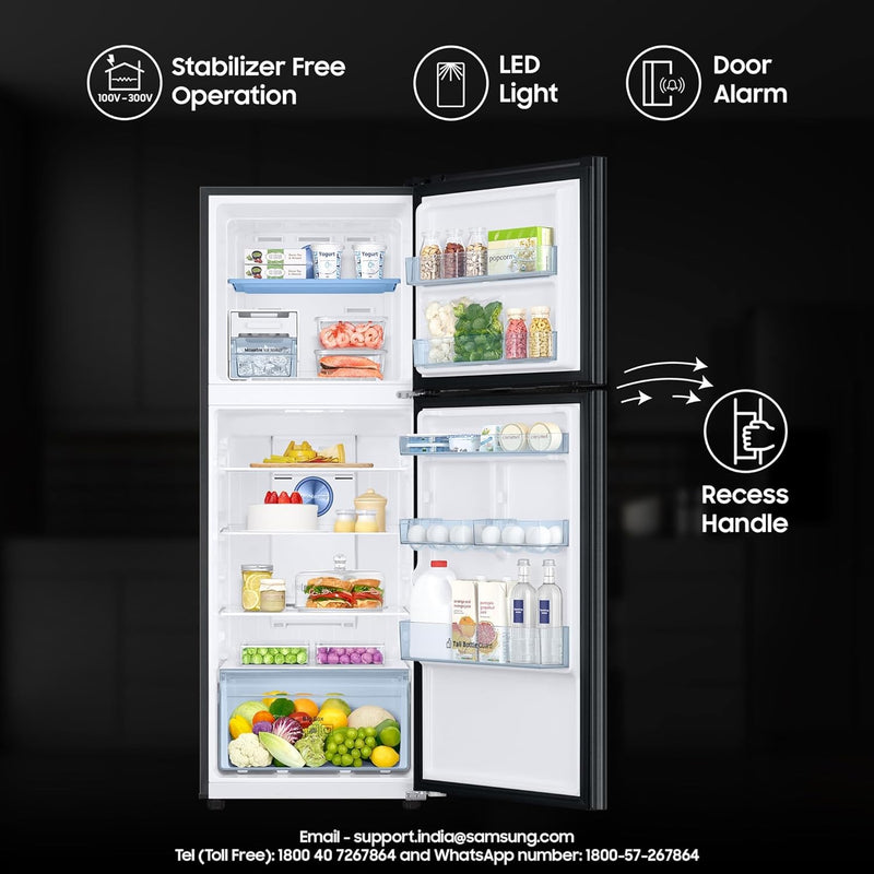 Samsung 301 L, 3 Star, Convertible 5-in-1 Digital Inverter with Display Frost Free Double Door Refrigerator (RT34C4523B1/HL, Black Matt, 2024 Model)