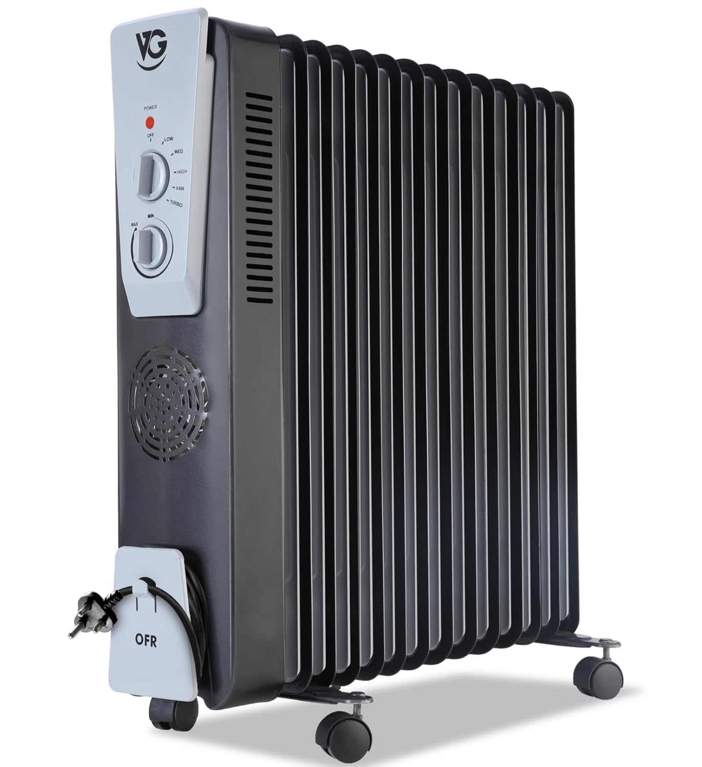 VG OFR Room Heater 13 Fin 2900 Watts Oil Filled Room Heater with PTC Ceramic Fan Heater(OFR 13F DLX Black)