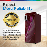 Bosch 207 L, 3 star, Smart Inverter, Direct-Cool Single Door Refrigerator, Feather Wine (CST20W33NI)|18 Hrs Cooling Retention |Super Freeze |Largest Vegetable Box| Beverage Space | 2.5x Faster Cooling