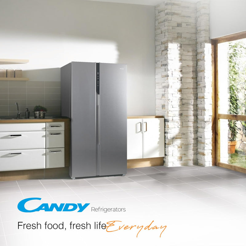 CANDY 602 L Frost Free Side by Side Refrigerator with 100% Convertible Technology, Digital Control Panel and Magic Convertible Cooling 2-door (Shiny Steel, CSS6600TS)