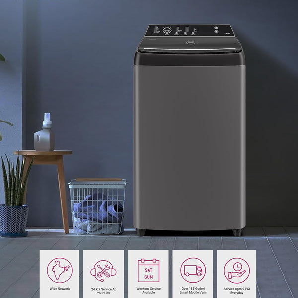 Godrej 7.5 Kg 5 Star Zero Pressure Technology Fully-Automatic Top Load Washing Machine Appliance (WTEON VLVT 75 5.0 FDTN MTBK)