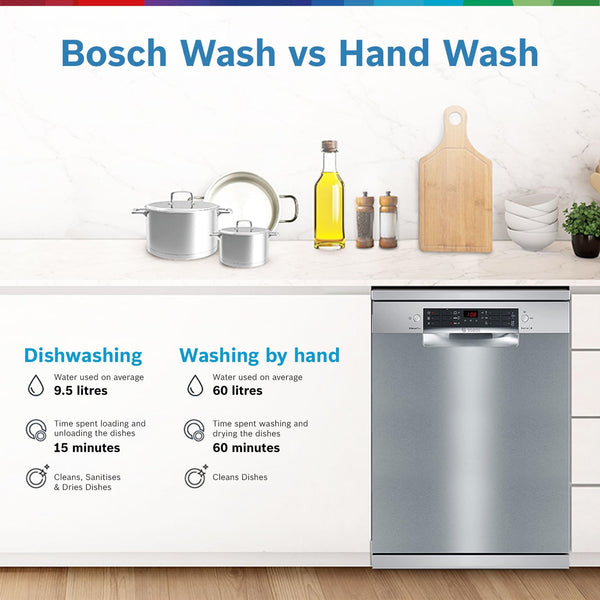 Bosch 14 Place Settings Dishwasher (SMS46KI03I, Silver Inox), 60 cm