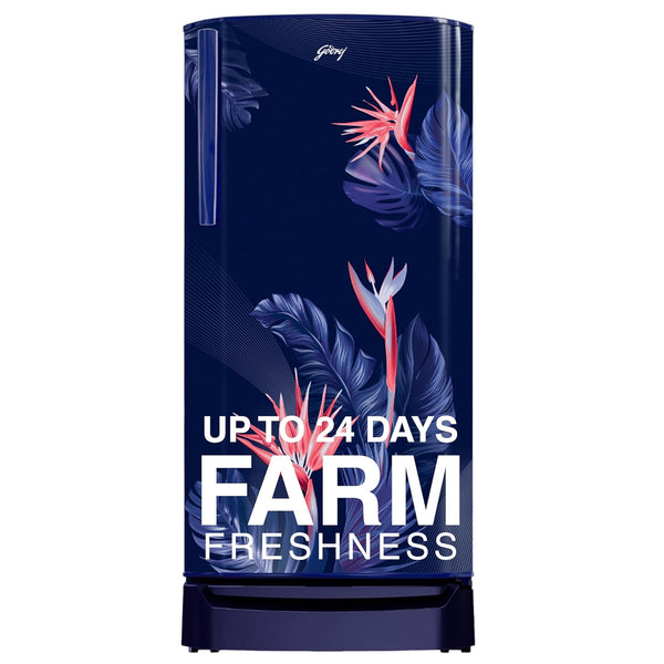 Godrej 183 L 3 Star Farm Fresh Crisper Technology With Jumbo Vegetable Tray Direct Cool Single Door Refrigerator2023 Model RD R190C THF FR BL Floral Blue
