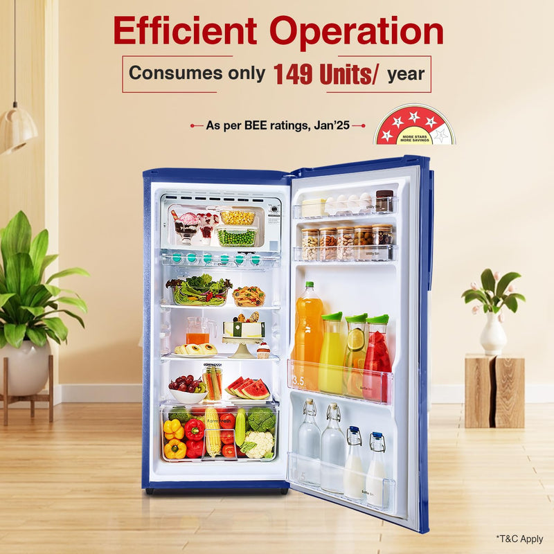 Godrej 180 L 4 Star Direct Cool Single Door Refrigerator (RD EDGENEO 207D THF MP BL)