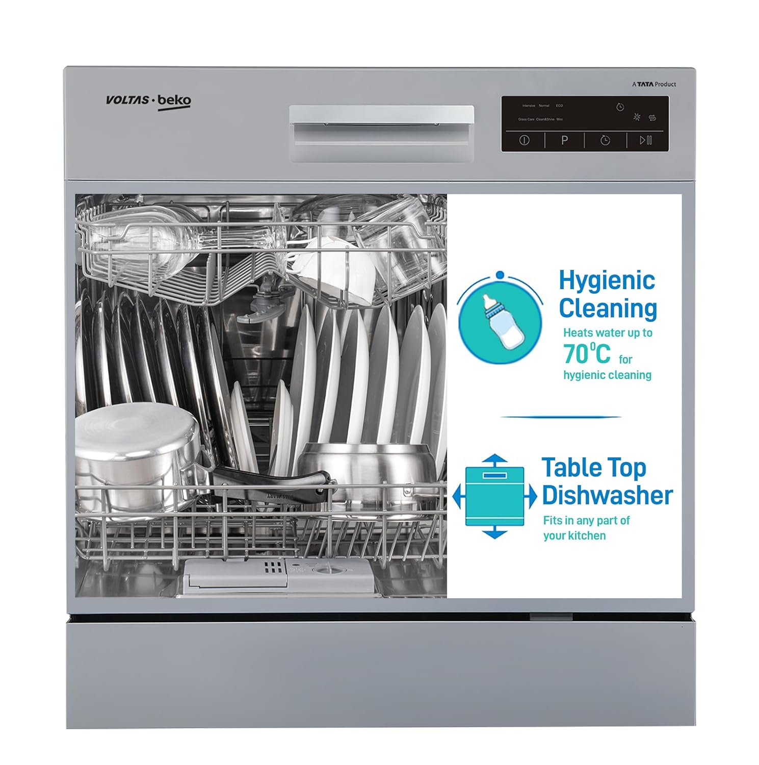 Buy Voltas beko 8 Place Settings Table Top Dishwasher (2020/2021, DT8S