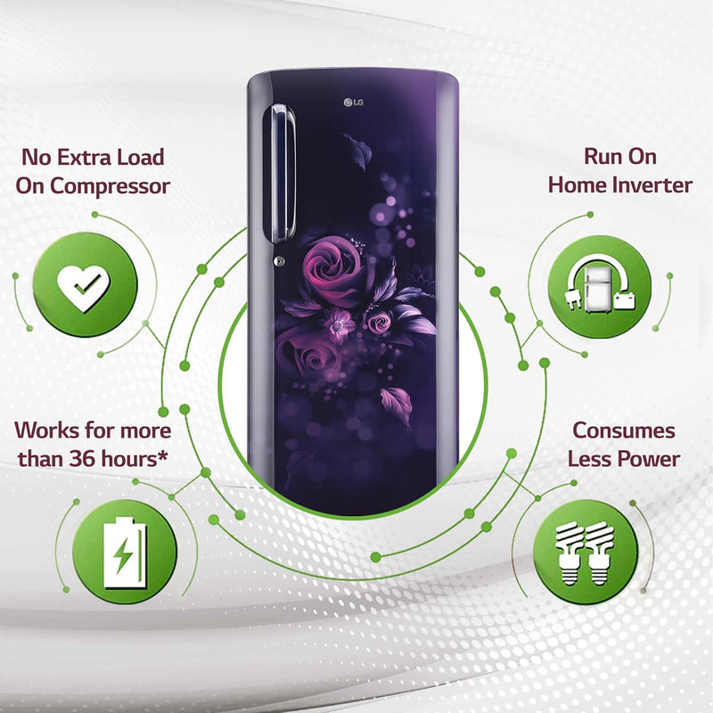 LG 185 L 5 Star Inverter Direct-Cool Single Door Refrigerator (GL-D201ASEU)