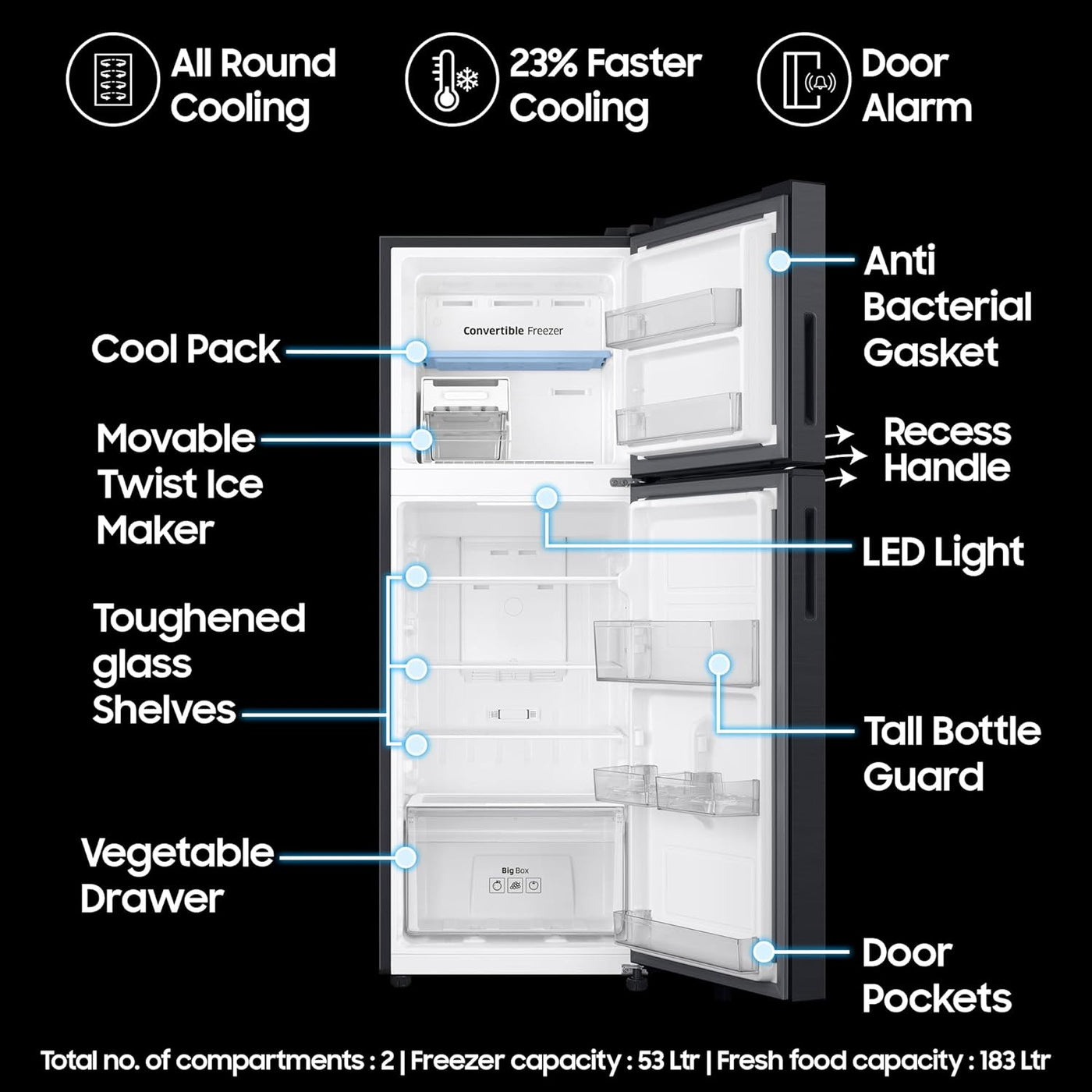 Samsung 183L 4 Star Direct Cool Refrigerator | NeverOwned