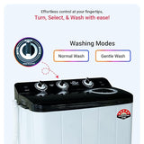 Power Guard 6.5 kg 5 Star Semi-Automatic Top Loading Washing Machine Appliance (PG65WM-Bk-OP, Black, Powerful Motor,Effective Wash Pulsator,1350 RPM & Castors)
