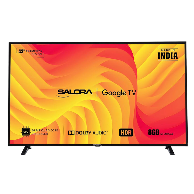 Salora 109 cm (43 inches) FHD Smart LED Google TV SLV-4431 GTV (Black) Brand New Seal Packed