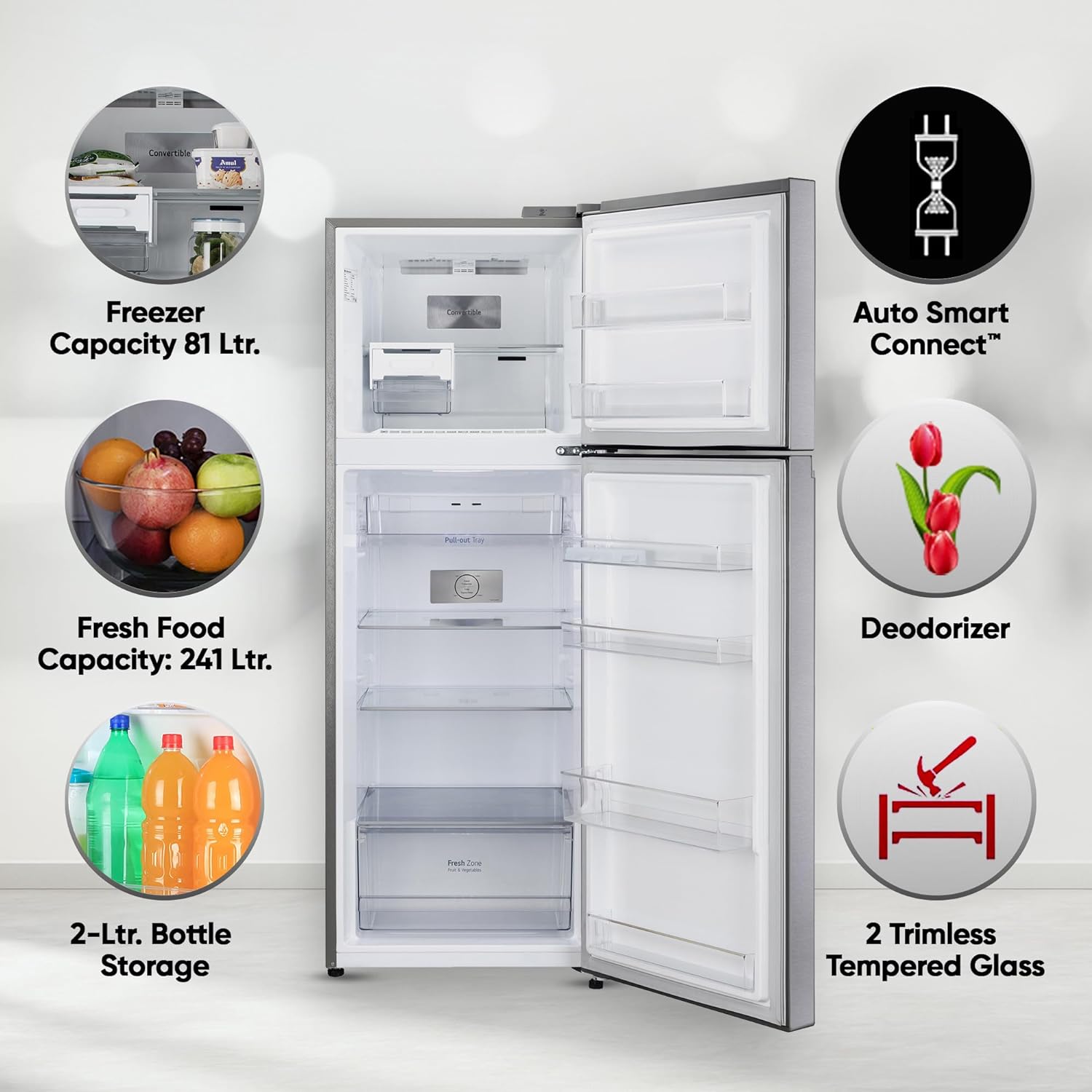 LG 322 L 3 Star FrostFree Smart Inverter Double Door Refrigerator 2023 Model GLS342SDSX Dazzle Steel Convertible with Express Freeze